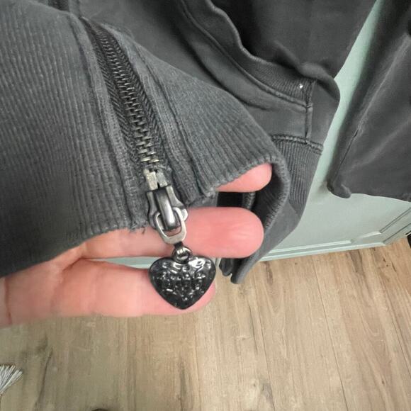 BCBG Bling Tracksuit Y2K Size Medium Black Grunge Jacket Pants Affliction Style - Picture 6 of 9